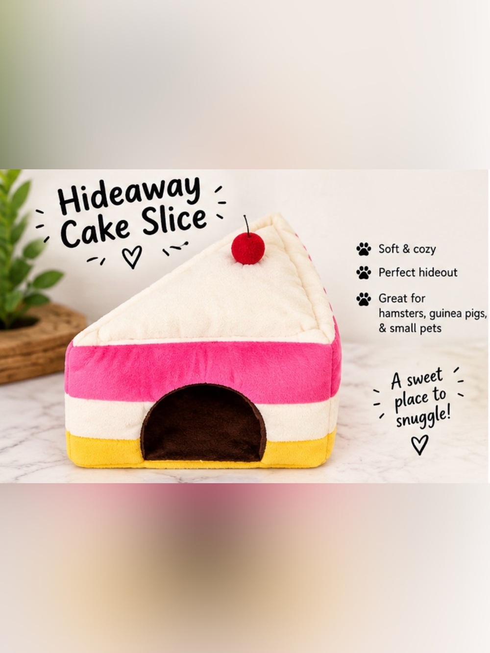 🎉HOST PICK 🎉 full cheeks plush cake slice pet bed with cherry top